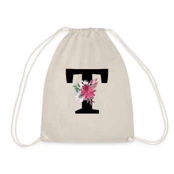Letter t floral - Drawstring Bag - nature - Front