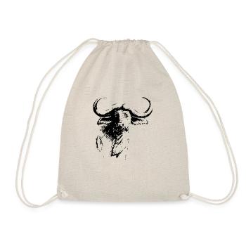 Dessin à l’encre noire tête de buffle - Sac de sport léger - nature - Devant