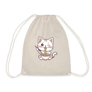 Cat Noodles Ramen in Kawaii - Drawstring Bag - nature - Front