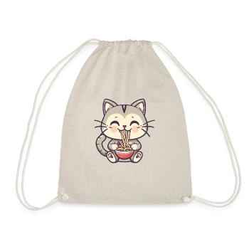 Cat Noodles Ramen in Kawaii - Drawstring Bag - nature - Front