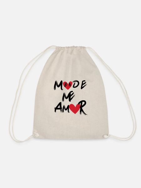 In Me Amor Mode_typographique in der Gestalt eines Herzens - Turnbeutel - Natur