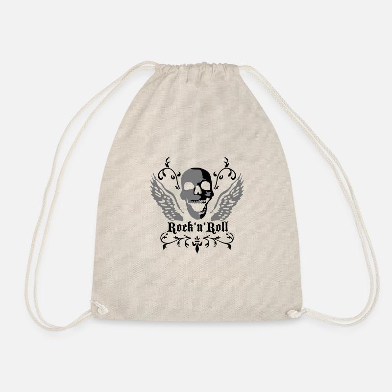 rock_n_roll_skull_2c - Drawstring Bag - nature