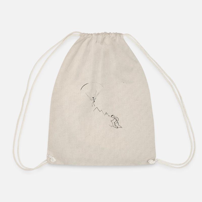 Stick Figure Paragliding Mountains Paragliding - Drawstring Bag - nature