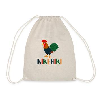 Hahn Kikeriki Ostern Huhn Hühner Hahn im Korb - Turnbeutel - Natur - Vorne