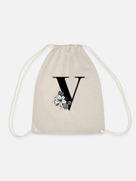 Letter V - Drawstring Bag - nature