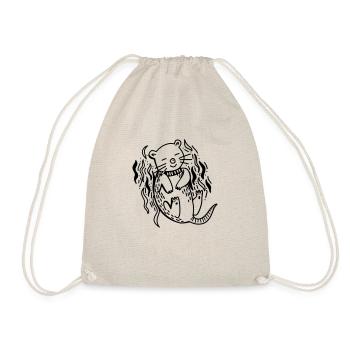 otter on the back with ocean waves 1 color - Drawstring Bag - nature - Front