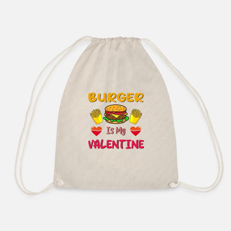 Burger is my Valentine - Drawstring Bag - nature