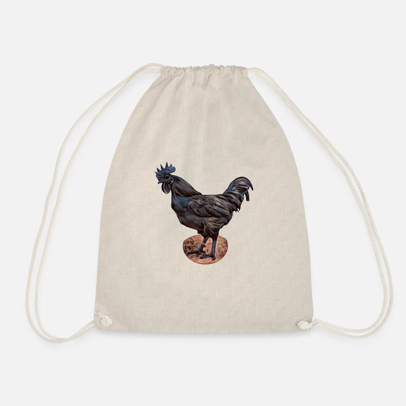 Ayam Cemani Hahn - Turnbeutel - Natur