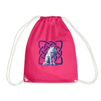 Wolf, unendlicher keltischer Knoten - Turnbeutel - Fuchsia - Vorne