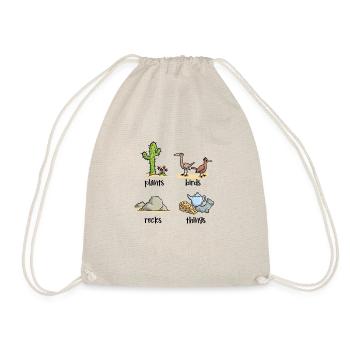 Plants birds rocks things - Drawstring Bag - nature - Front