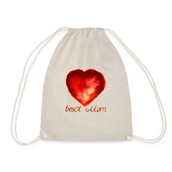 Best MOM. Abstract red watercolor heart . - Turnbeutel - Natur - Vorne