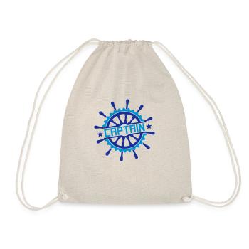 Captain steering wheel stamp logo - Drawstring Bag - nature - Front