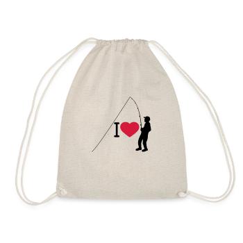 J'aime le coeur de pêche pêcheur amour silhouette sport c - Sac de sport léger - nature - Devant