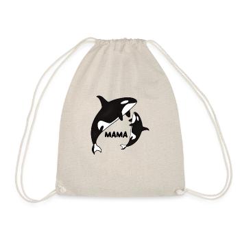 Mama Orca with Cub, Ocean Animal, Mother - Drawstring Bag - nature - Front