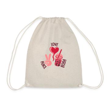 Drink Boba Peace Love - Drawstring Bag - nature - Front