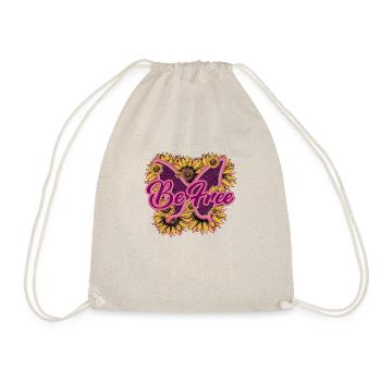 Set yourself free Schmetterling Retro Blumen Frei - Turnbeutel - Natur - Vorne