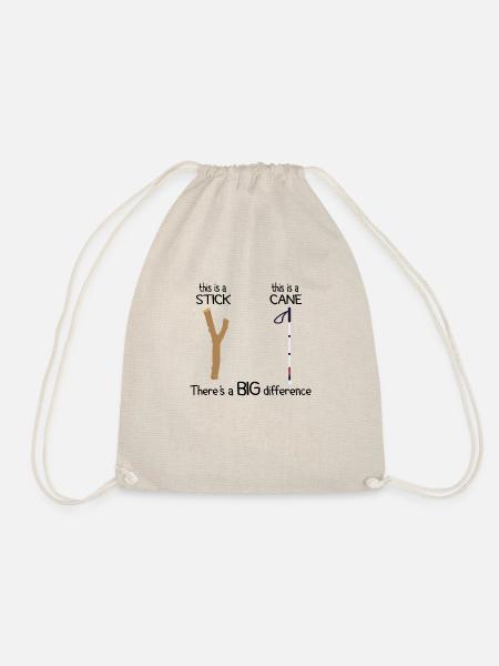 Stick vs Cane TVI White Cane Awareness Men Women B - Turnbeutel - Natur