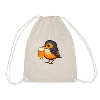 Un oiseau mignon aime la bière et boit un grand verre - Sac de sport léger - nature - Devant