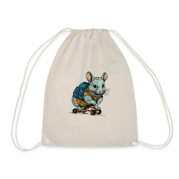 The Chinchilla Mouse skates with his skateboard - Drawstring Bag - nature - Front