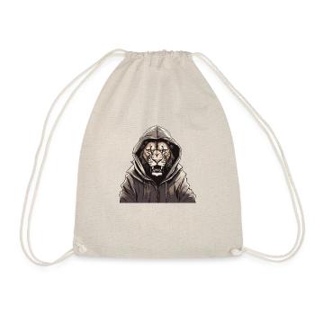 Cool lion with capu - Drawstring Bag - nature - Front