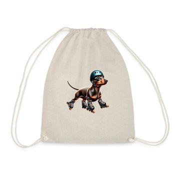 Dachshund Hunting Dog with Dogs Inline Skating Dog - Drawstring Bag - nature - Front