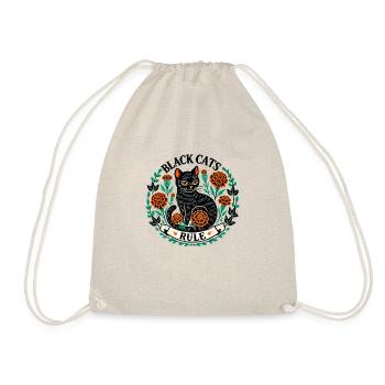 Black Cats Rule - Drawstring Bag - nature - Front