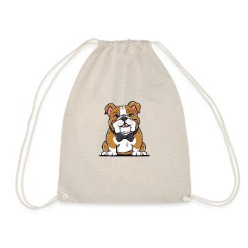 Cartoon Bulldogge mit schicker Fliege - Turnbeutel - Natur - Vorne