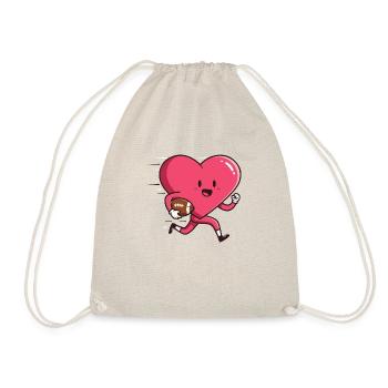 Valentine s Day Heart Football Player - Drawstring Bag - nature - Front