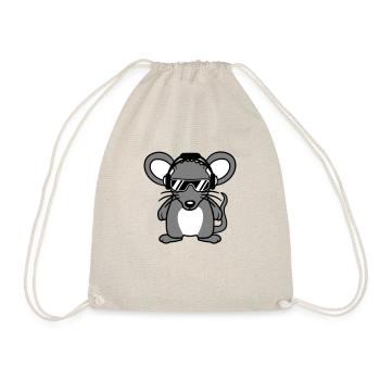 Mouse Sunglasses Cool Headphones Party Music Listening - Drawstring Bag - nature - Front