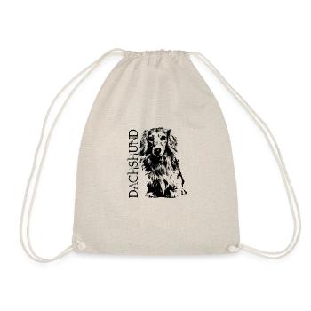 Longhaired Dachshund dog - Drawstring Bag - nature - Front