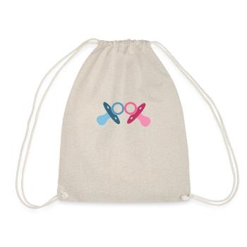 Schwanger Schwangerschaft Zwillinge Twins Geschenk - Turnbeutel - Natur - Vorne