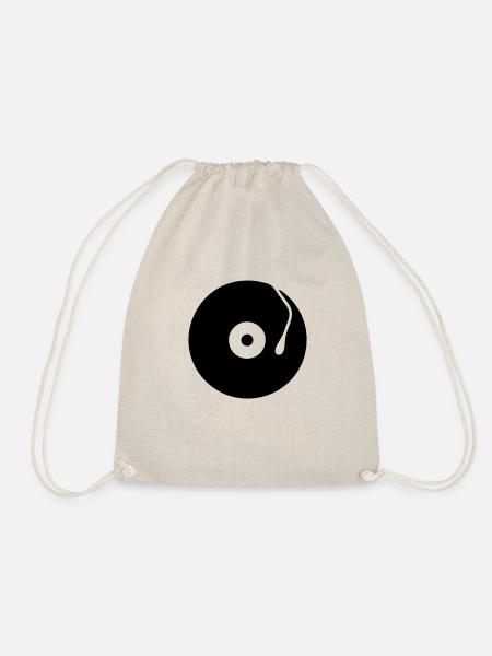 DJ Plattenspieler Turntable Schallplatte Vinyl - Turnbeutel - Natur