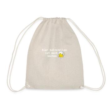 "Cold beer is also cooking" imprint - Drawstring Bag - nature - Front