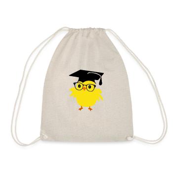 🐥❤✦ ° • Nettes Nerd-Küken auf einer Abschluss-Kappe u. Gläsern - Turnbeutel - Natur - Vorne