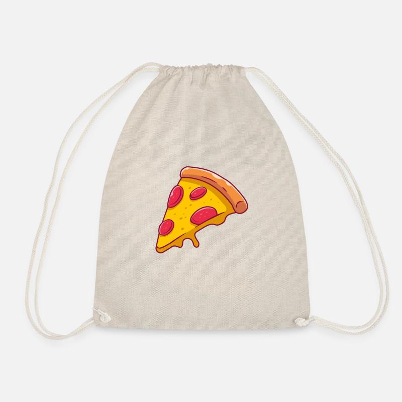 Pizza - Pizzastück mit Salami und Käse - Turnbeutel - Natur