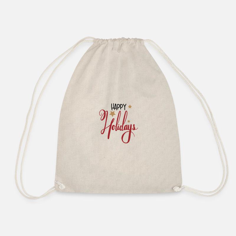 Happy Holidays - Drawstring Bag - nature