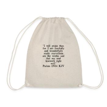 Psalms 139:14 KJV - Drawstring Bag - nature - Front