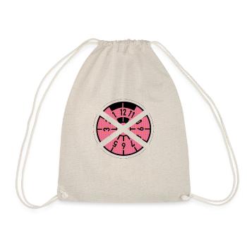 Zerschnittene Hu-Plakette (rosa) - Turnbeutel - Natur - Vorne