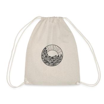 Sunrise over the sea in Line-Art V3 - Drawstring Bag - nature - Front