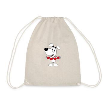HUND - DOG - HERZEN - LIEBE - LOVE - TIERLIEB - Turnbeutel - Natur - Vorne