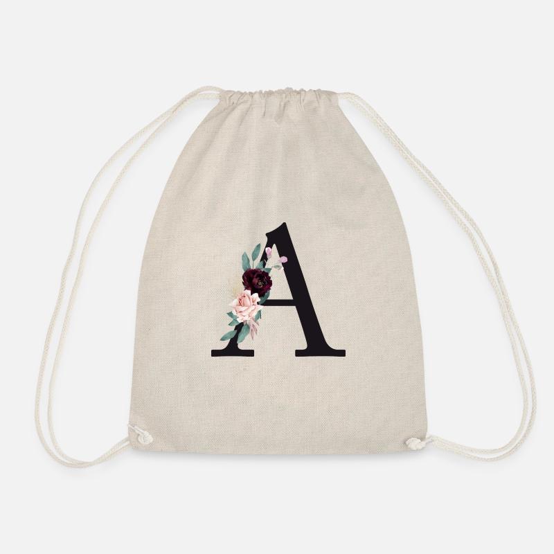 Personalisierbar Monogramm A Floral - Turnbeutel - Natur
