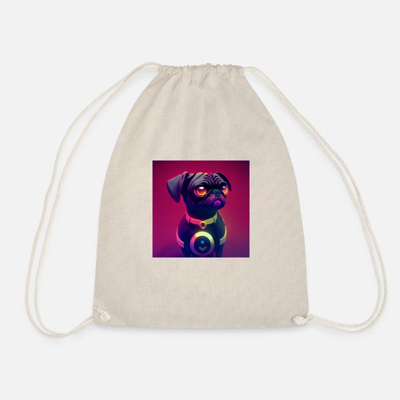 cute black pug comic style - Turnbeutel - Natur