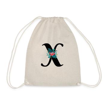 letter X flowered - Drawstring Bag - nature - Front