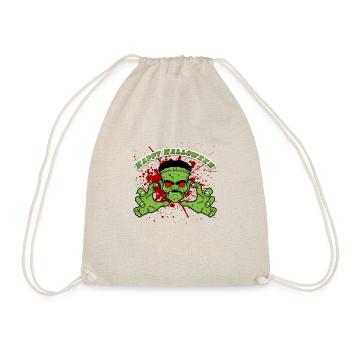 Ottoman stone with Happy Halloween font - Drawstring Bag - nature - Front