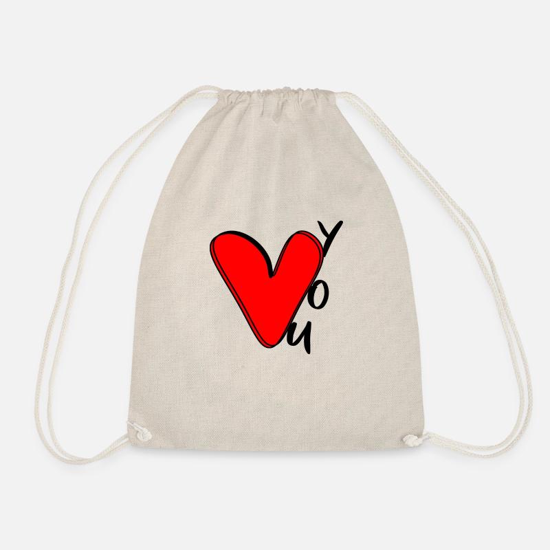 Red Heart Liebespaar Valentinstag Geschenk - Turnbeutel - Natur