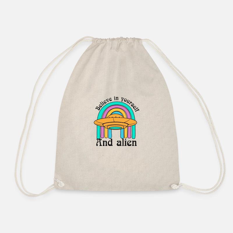 Believe In Yourself And Alien - Ufo Lover - Drawstring Bag - nature