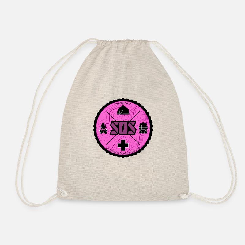 SOS logo pink - Drawstring Bag - nature