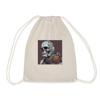 Soldier robot skull of the future - Drawstring Bag - nature - Front