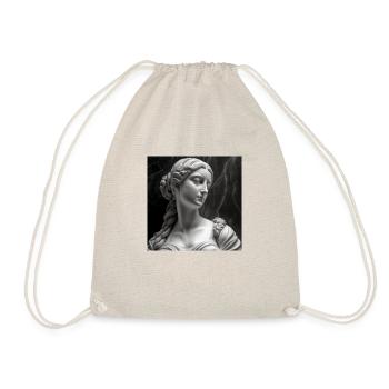 portrait beautiful young woman carved in marble 3 - Drawstring Bag - nature - Front