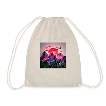 beautiful lush jungle with mountains, origami - Turnbeutel - Natur - Vorne